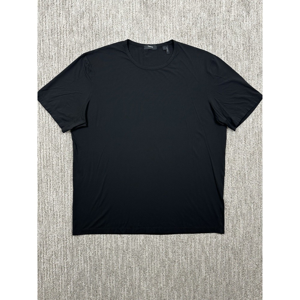 Theory Mens Large Essential Tee Anemone Milano Black Modal Blend T-Shirt